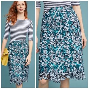 Anthropologie Maeve Blue Talulah Mint Lace Overlay Skirt NWT Size 2